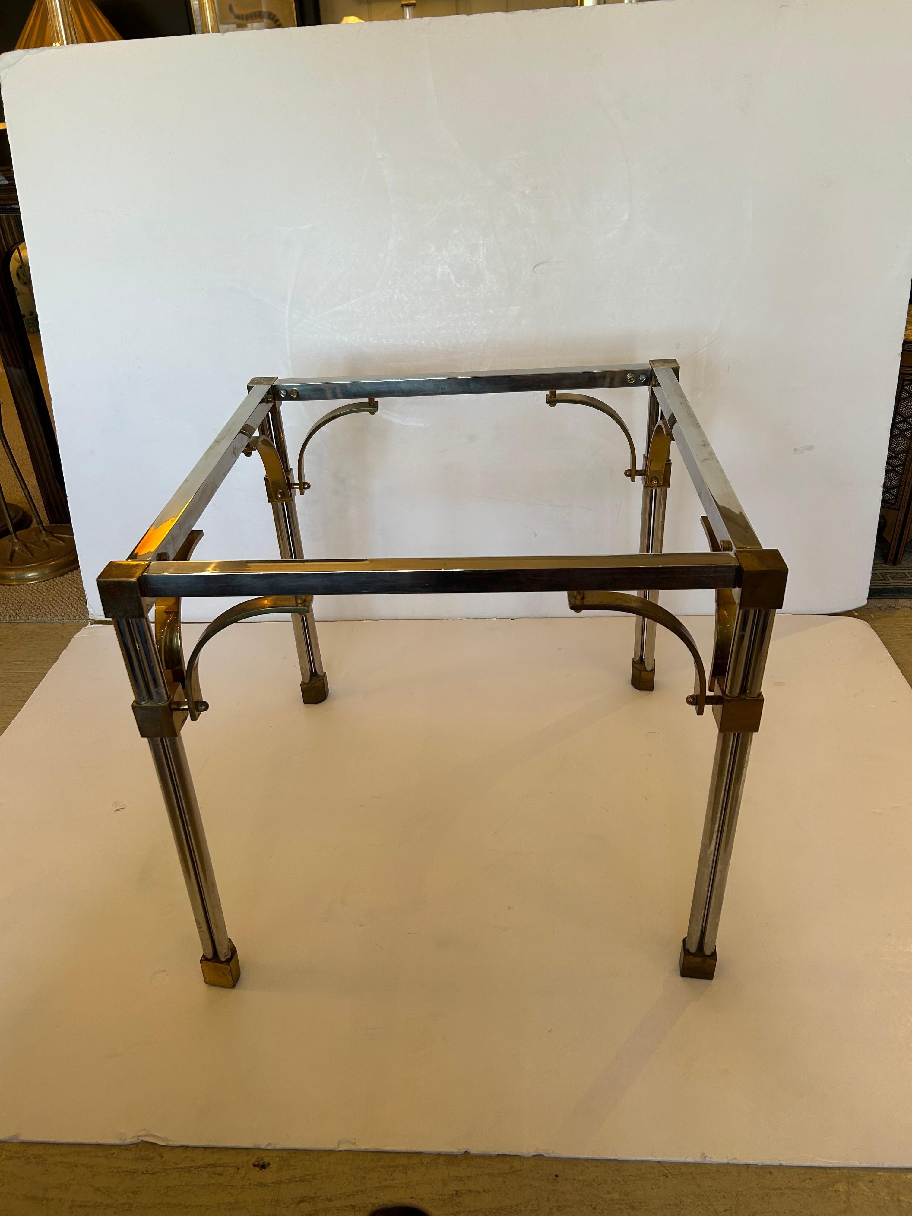 Mesa Auxiliar para Juego de Backgammon con Incrustaciones de Piedra Mixta sobre Base de Latón y Cromo en venta 4