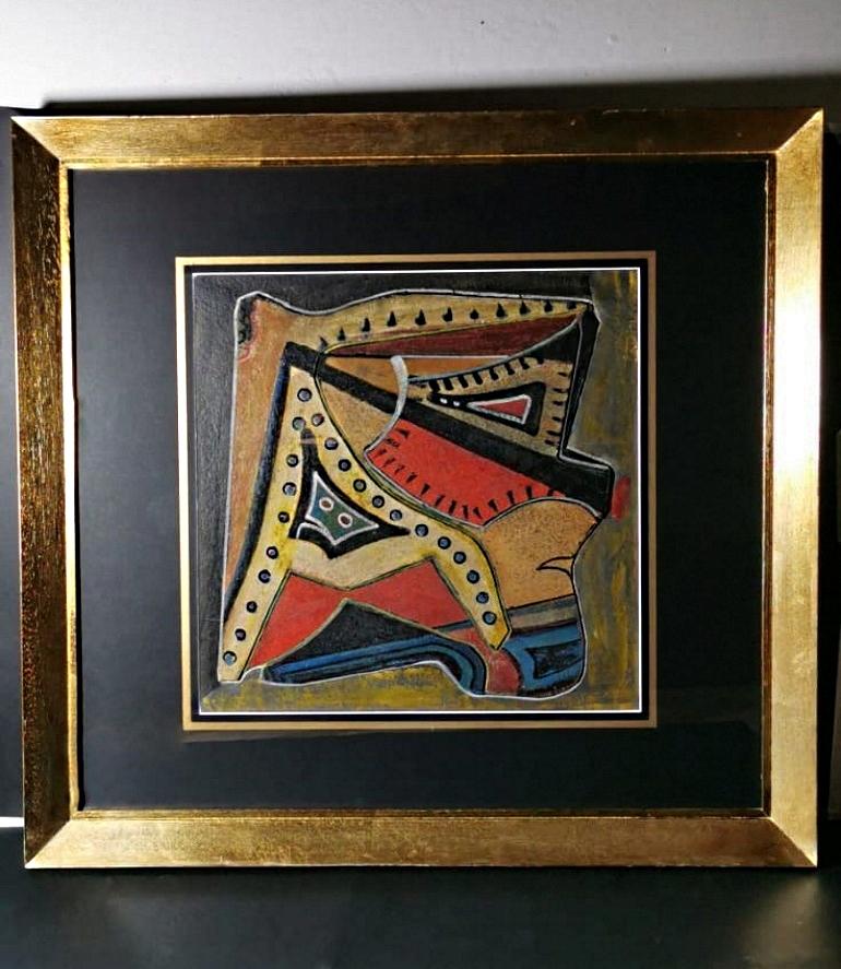 We kindly suggest you read the whole description, because with it we try to give you detailed technical and historical information to guarantee the authenticity of our objects.
Russian Constructivism painting painted with mixed media on cardboard,
