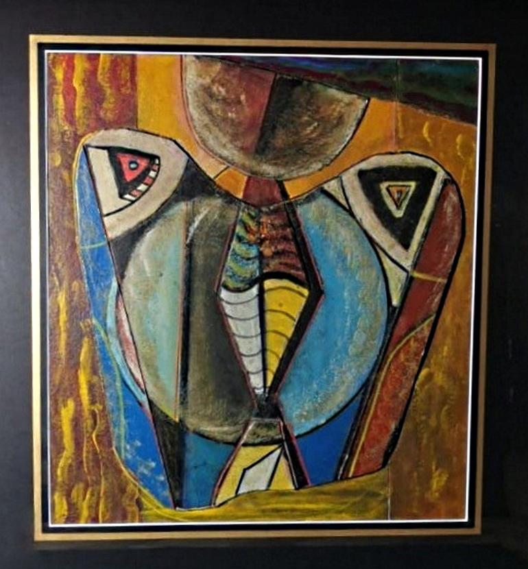 Modern Mixed Technique Russian Constructivism Picture on Cardboard For Sale