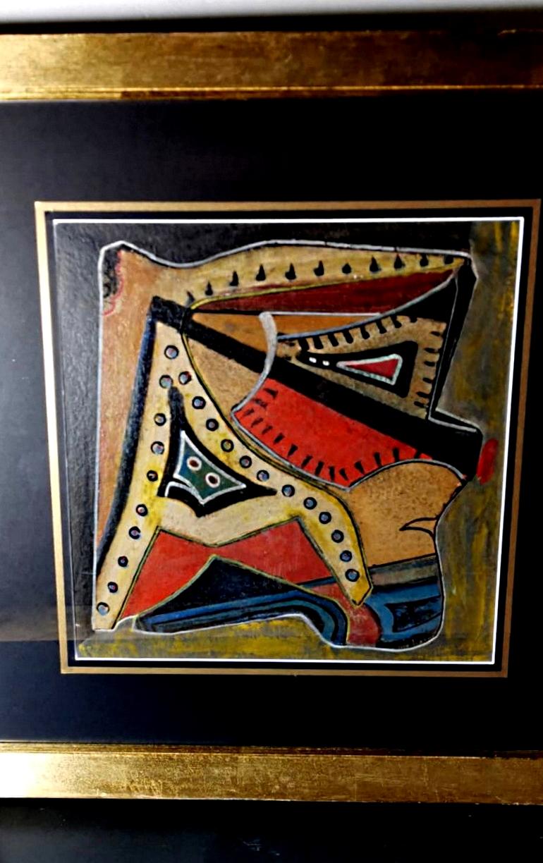 Mixed Technique Russian Constructivism Picture on Cardboard In Good Condition For Sale In Prato, Tuscany