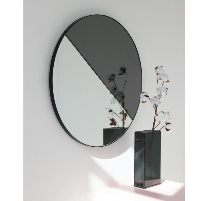 Bespoke Contemporary Decorative Dualis Orbis™ Round Mirror Black Frame