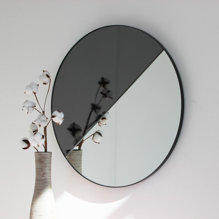 Bespoke Contemporary Decorative Dualis Orbis™ Round Mirror Black Frame