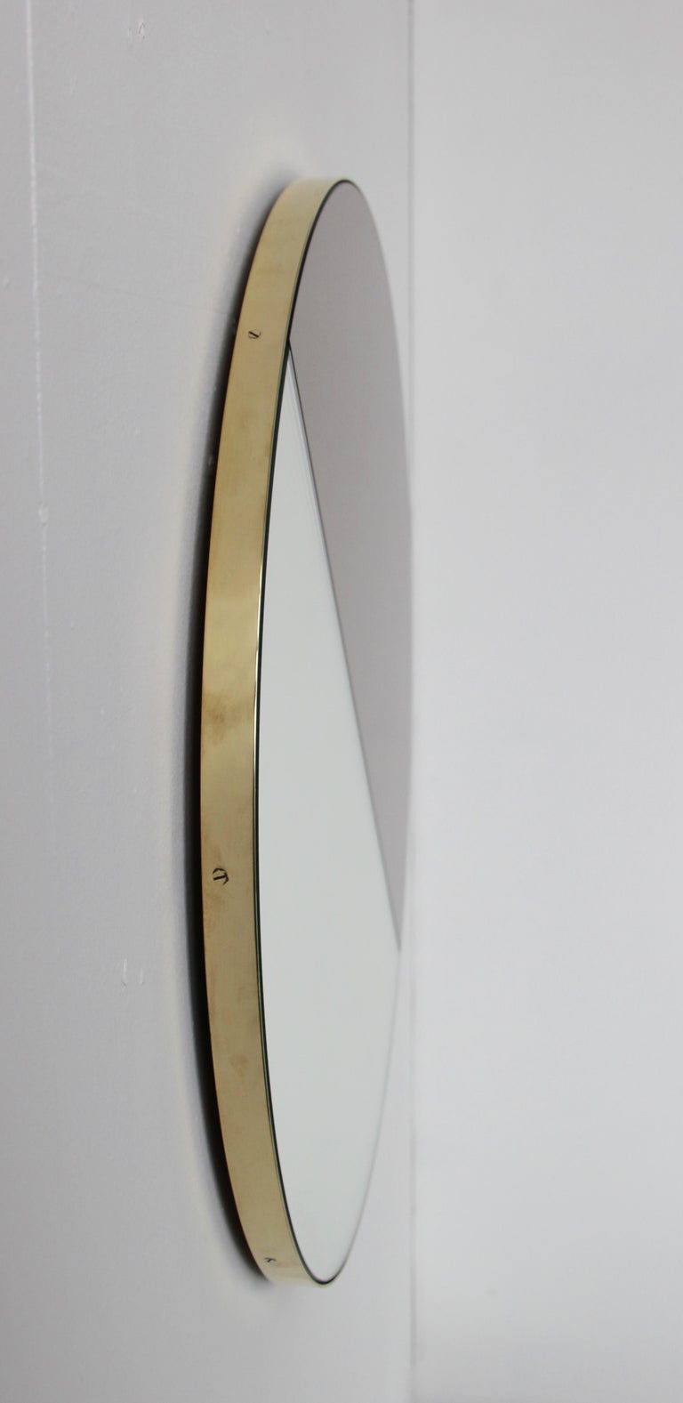 Orbis Dualis Mixed Tinted Silver + Bronze Round Mirror with Brass Frame