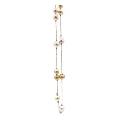 Catena mista di perle dei mari del sud bianche e dorate con diamanti e sfere d'oro