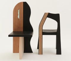 Chaise Vignette en bois mélangé et verre teinté d'Alexis & Ginger