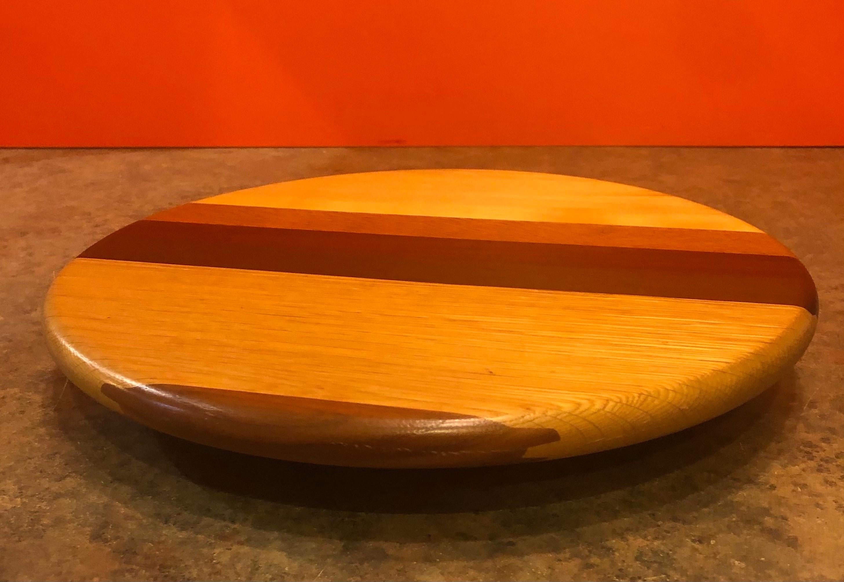 American Mixed Woods Lazy Susan Tray by David Levy For Sale
