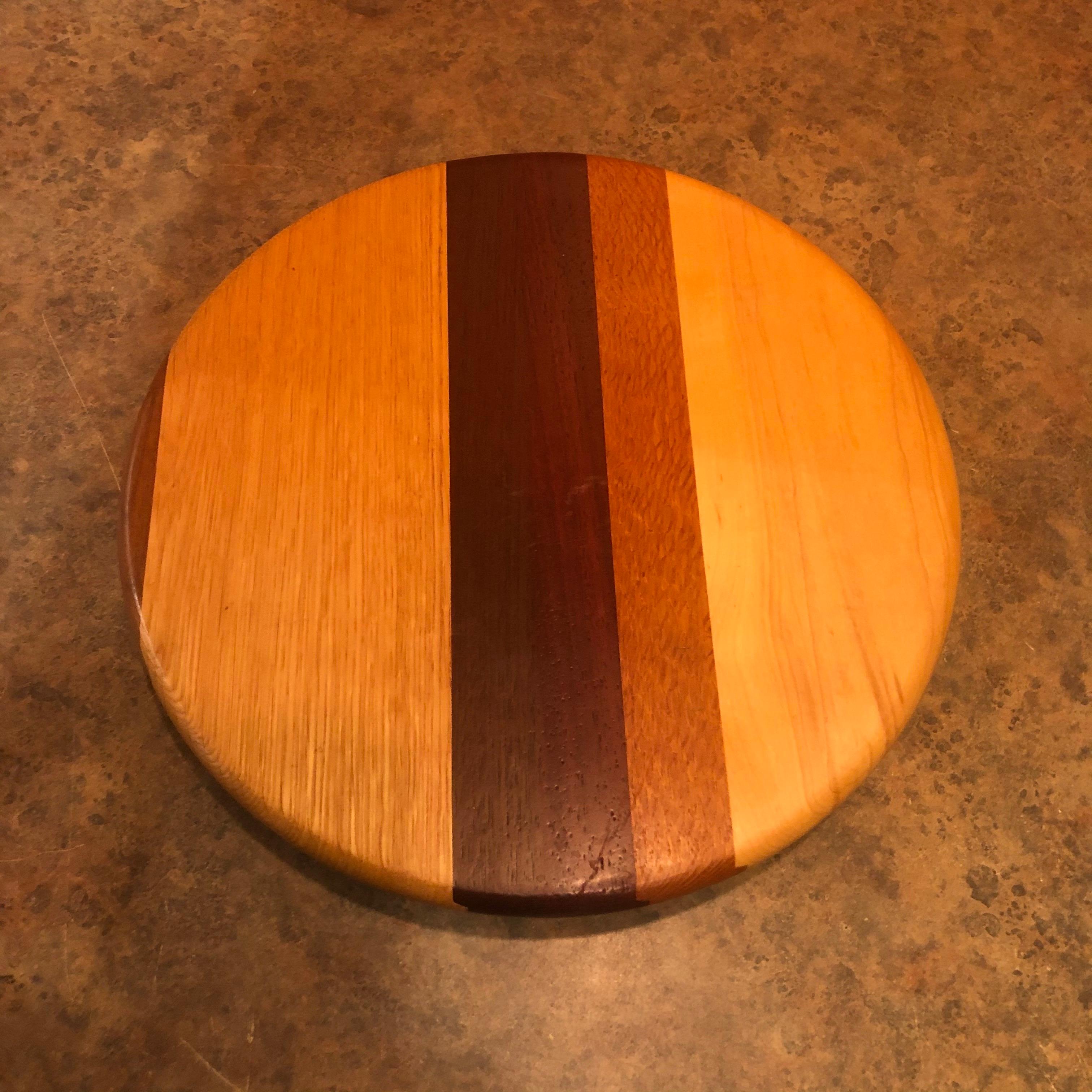 Contemporary Mixed Woods Lazy Susan Tray by David Levy For Sale