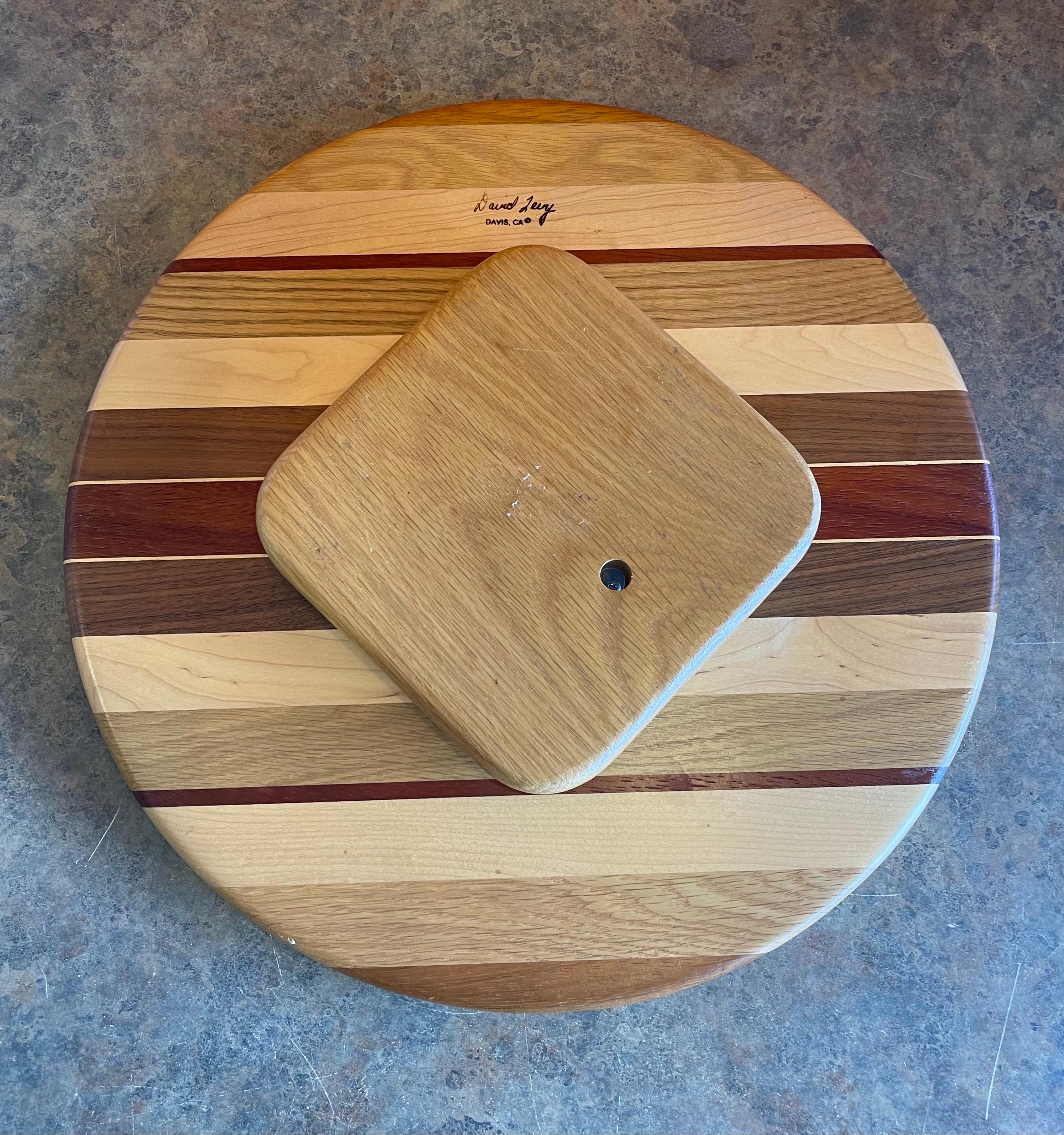 American Mixed Woods Lazy Susan Tray by David Levy For Sale