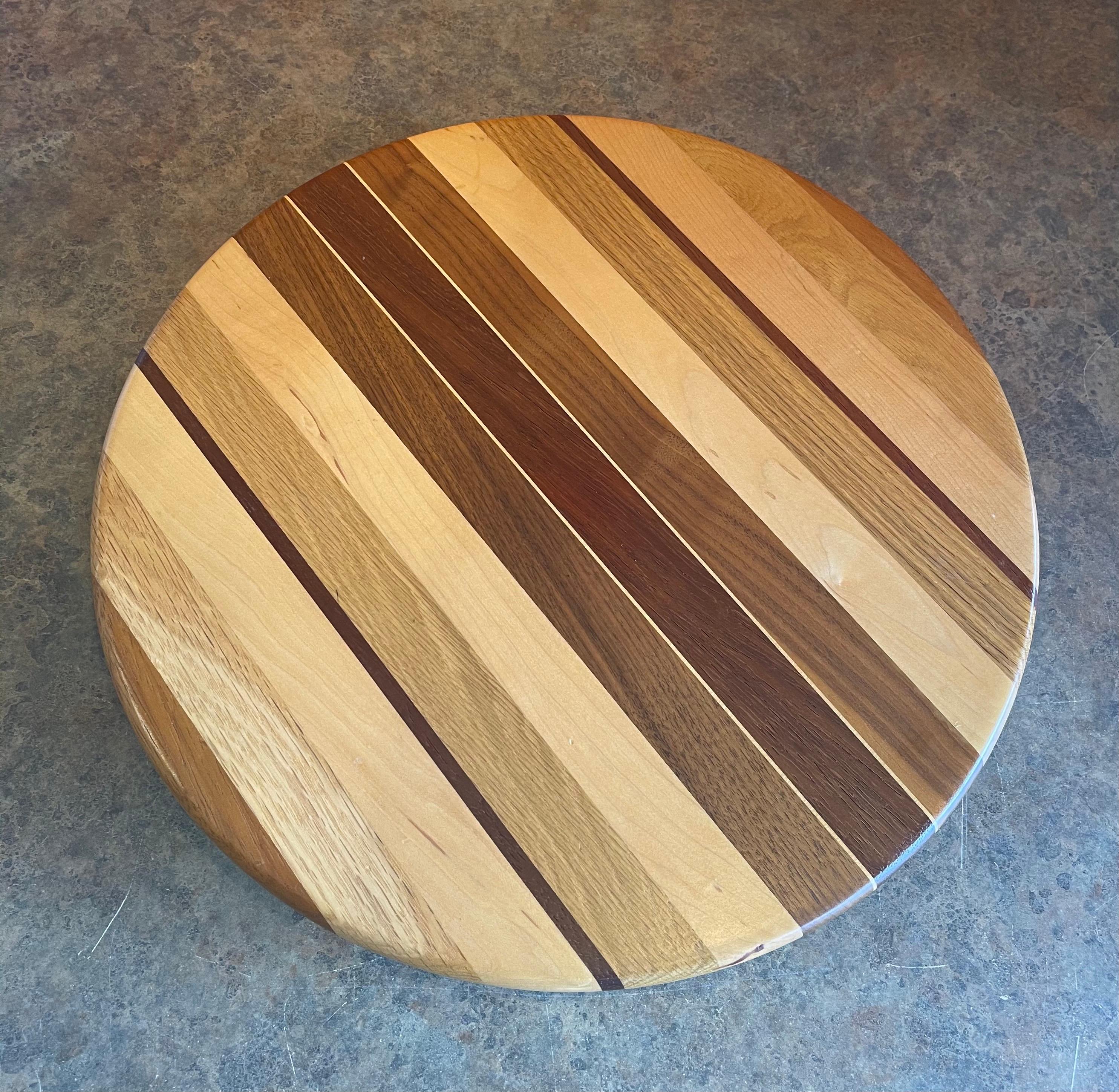 Contemporary Mixed Woods Lazy Susan Tray by David Levy For Sale
