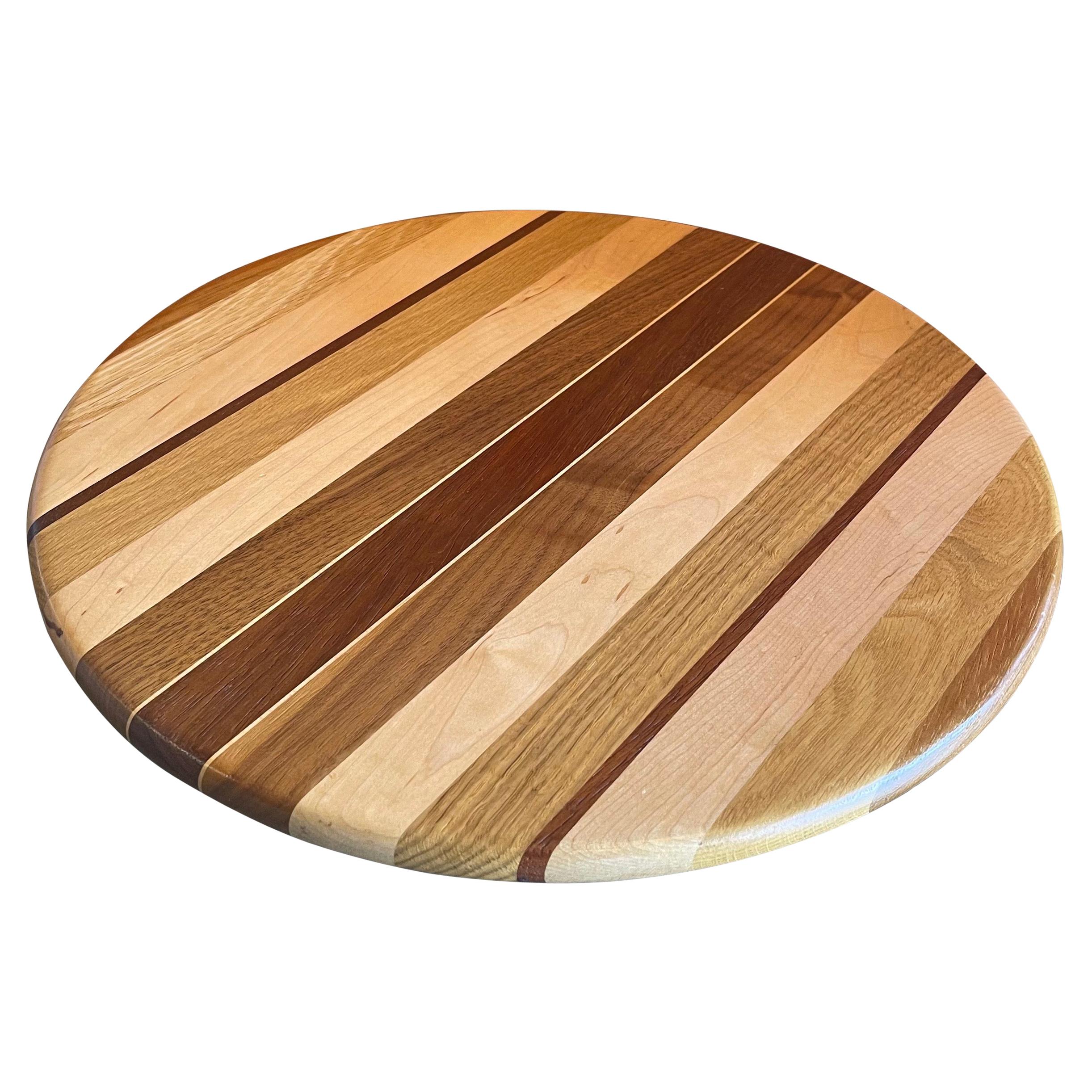 Mixed Woods Lazy Susan Tray by David Levy For Sale