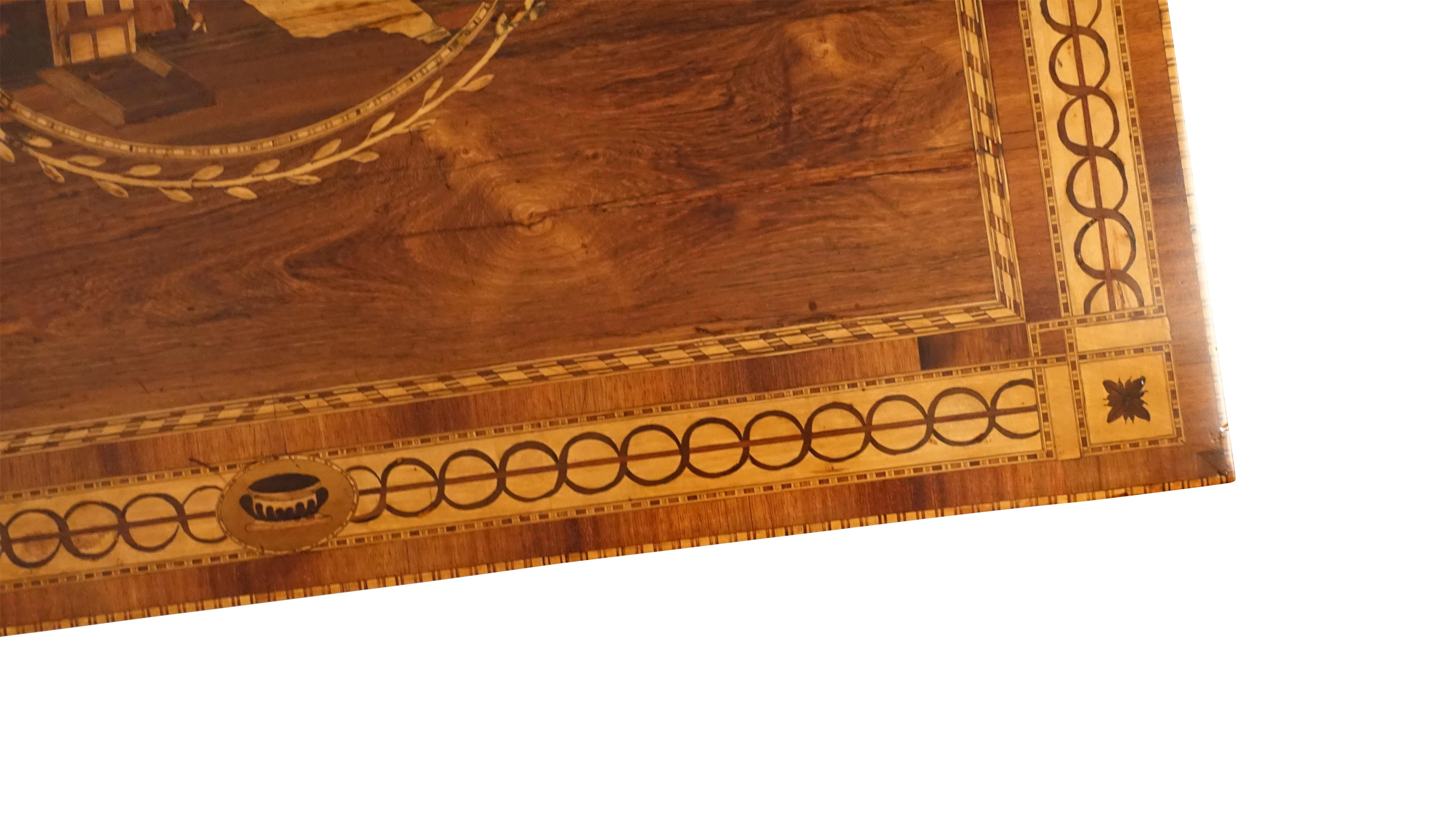Mixed Woods Marquetry Inlaid Writing Table, Northern Italian, Late 18th Century For Sale 6