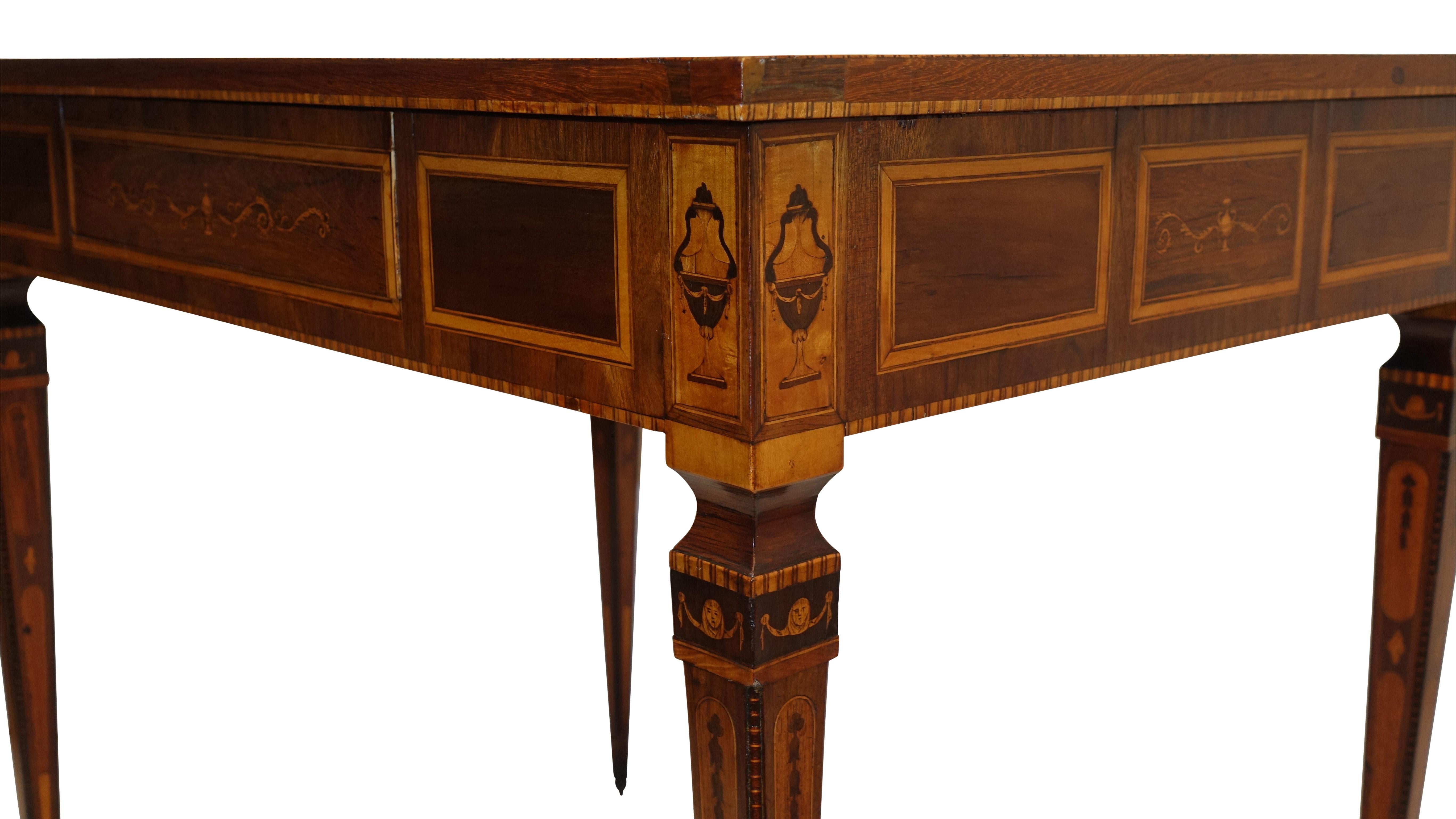 Walnut Mixed Woods Marquetry Inlaid Writing Table, Northern Italian, Late 18th Century For Sale