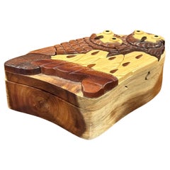 Mixed Woods Owl Puzzle Box by Carver Dan