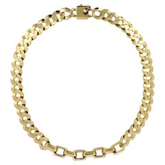 "Mixing Links" Choker: Flat Curb Links with Heavy Cable Link Center in 14K Gold