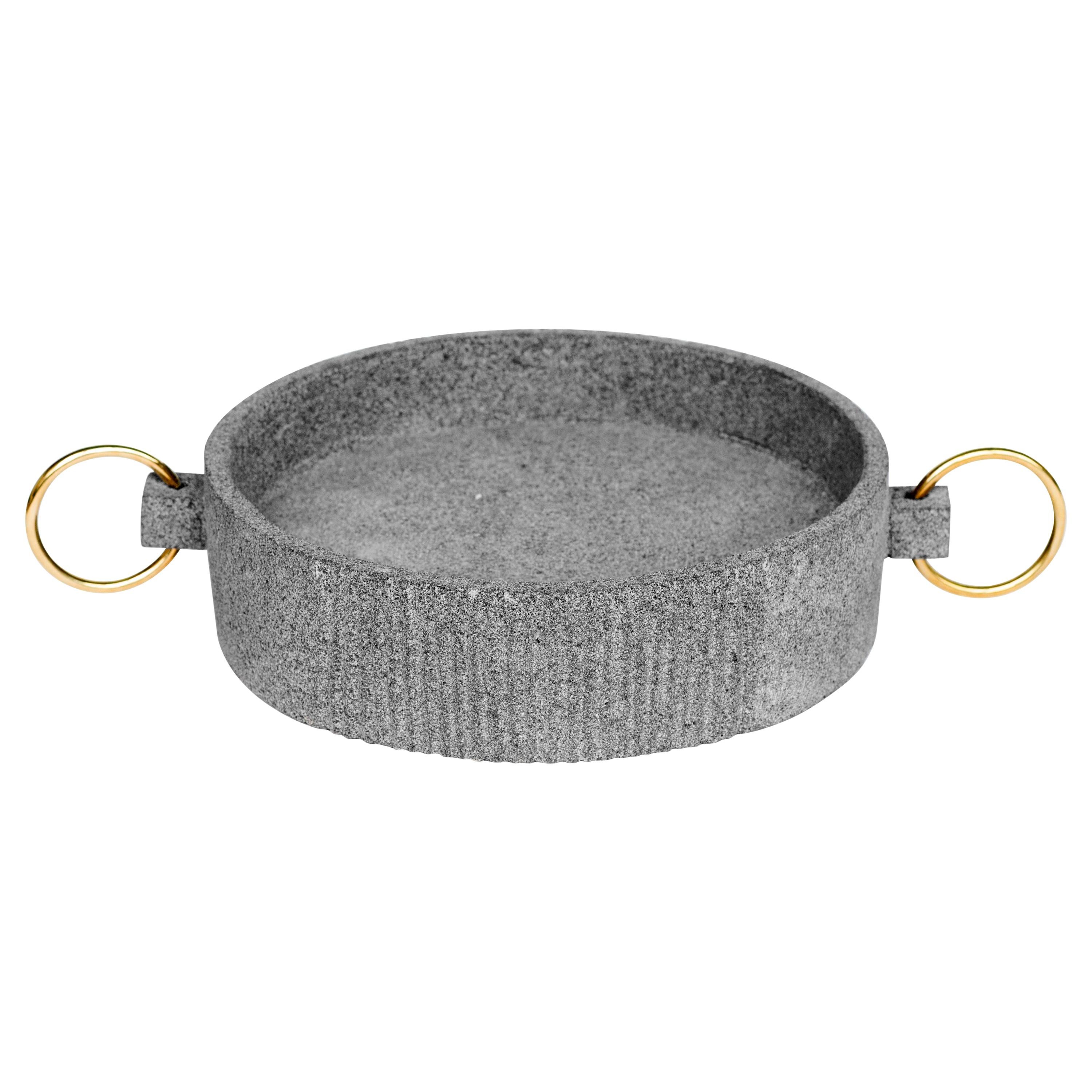 
Mixteca
 Pot Handmade in Volcanic Rock and Brass Rings For Sale