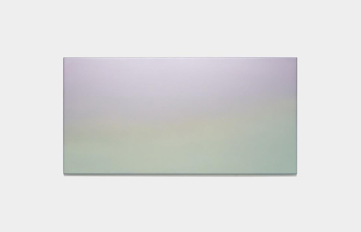 Abstract Painting Miya Ando - Peinture abstraite contemporaine horizontale aqua et lavande