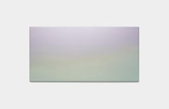 Pintura Abstracta Contemporánea Aqua y Lavanda Horizontal