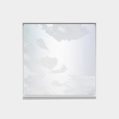 Pintura cuadrada contemporánea azul pálido reflectante de nubes