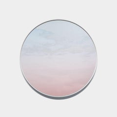 Peinture ronde contemporaine de nuages roses et bleus réfléchissants