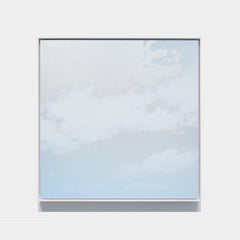 Contemporary Reflective Sky-Blue Painting of Clouds