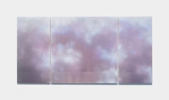Trittico riflettente di lavanda con cielo al crepuscolo