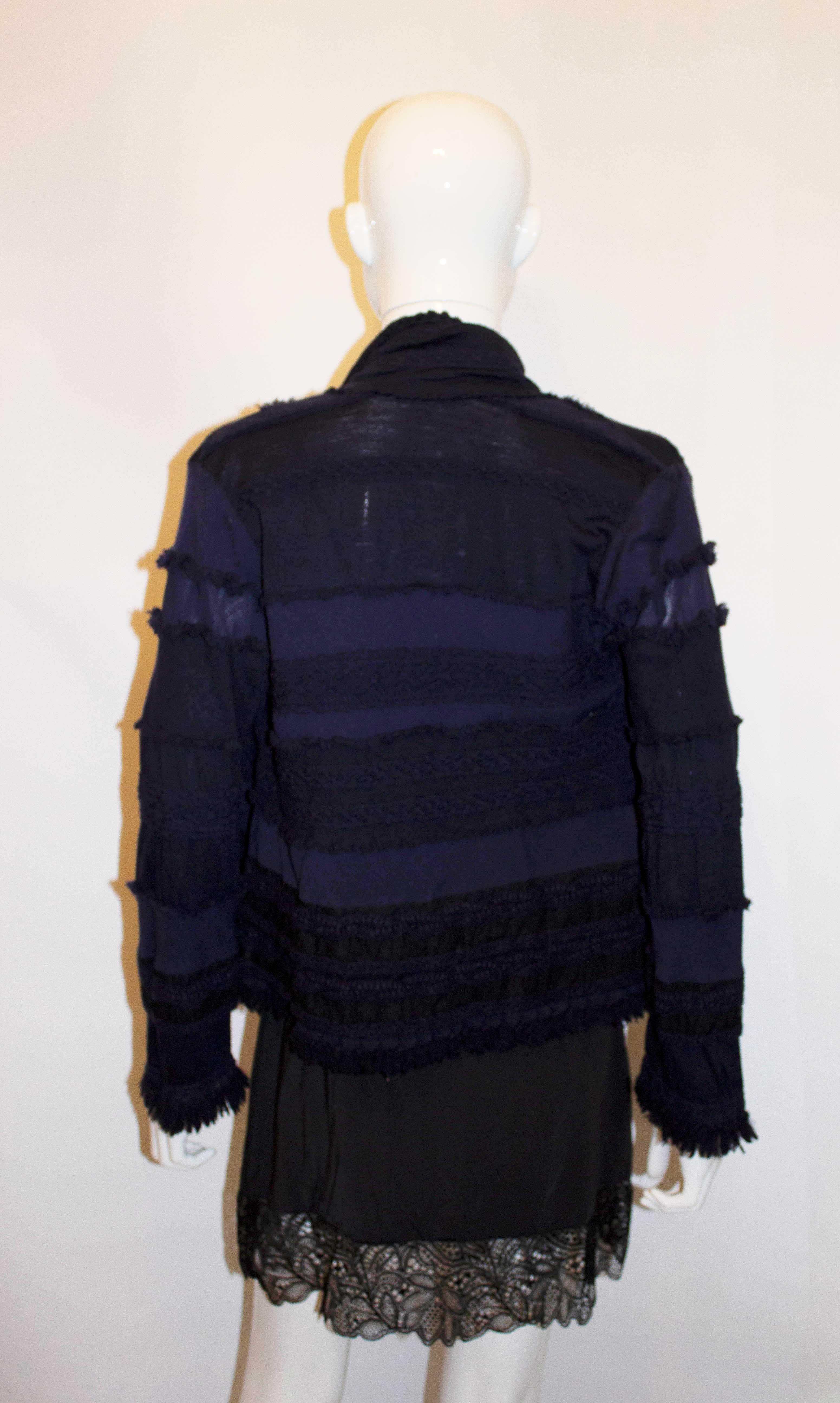 Miyake Haat Wool Jacket with Fringing and Detail In Good Condition For Sale In London, GB