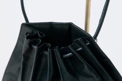 MIYAKE ISSEY Pleated Black Leather Bag