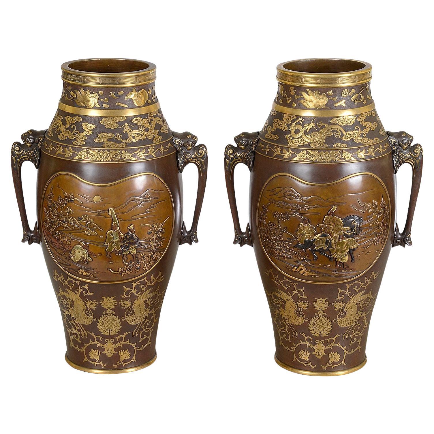 Miyao bronze vases en vente