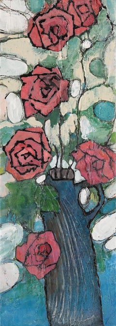 Arte contemporanea giapponese di Miyuki Takanashi - Vaso blu e rose