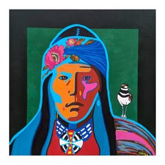 "Mukwooru" Bright Contemporary Portrait of Central Texas Penateka Comanche Chief