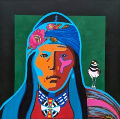 "Mukwooru" Bright Contemporary Portrait of Central Texas Penateka Comanche Chief