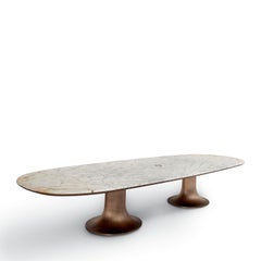 Mizar Guss Bronze Basis mit Calacatta Marmorplatte großen Esstisch