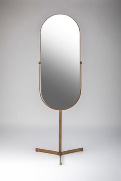 Mizar - Italian Freestanding Oval Mirror in Burnished Metal