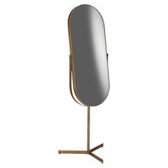 Mizar - Italian Freestanding Oval Mirror in Burnished Metal
