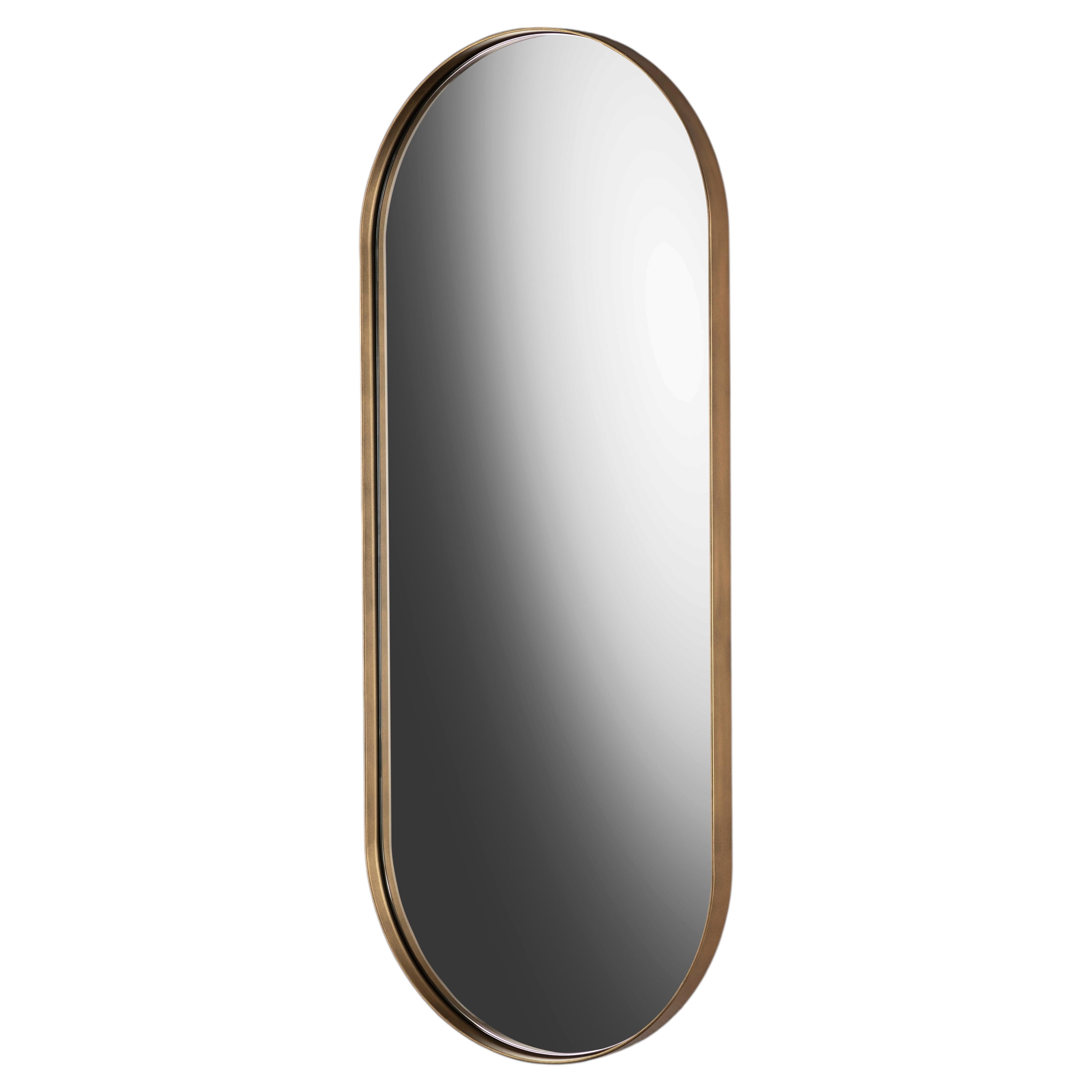 Mizar Italian Oval Wall Mirror in Burnished Metal