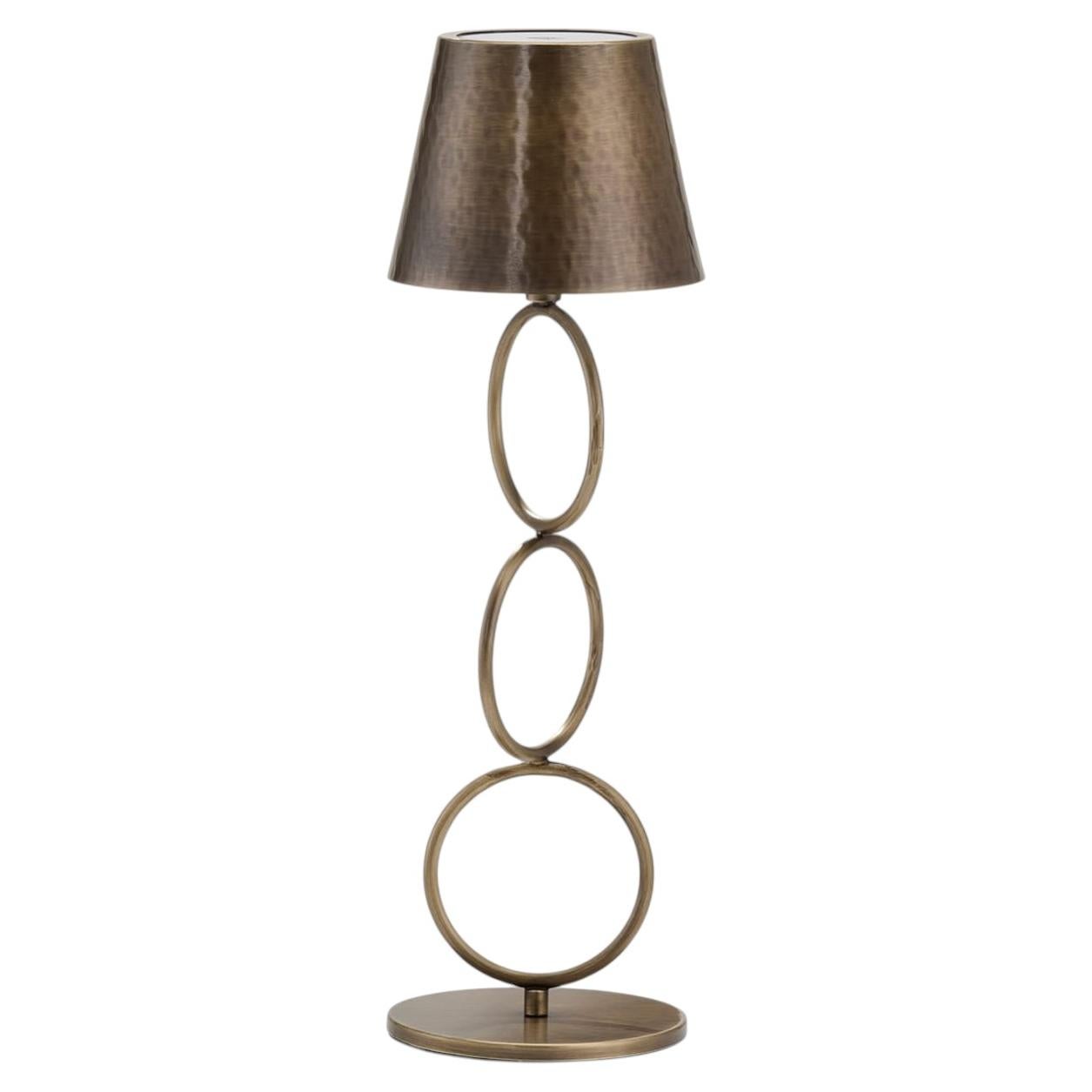 Mizar Rings Antiqued Brass Wireless Table Lamp by Itamar Harari For Sale