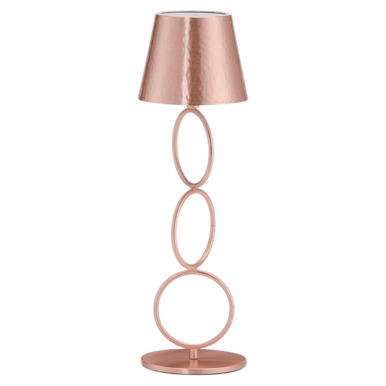 Mizar Rings Copper & Brass Wireless Table Lamp by I. Harari