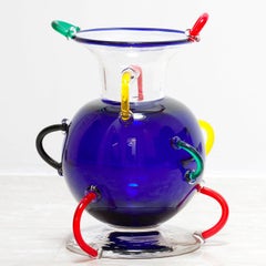 Mizar Vase by Ettore Sottsass, Hand-Blown Murano Glass, Memphis 1982, Italy
