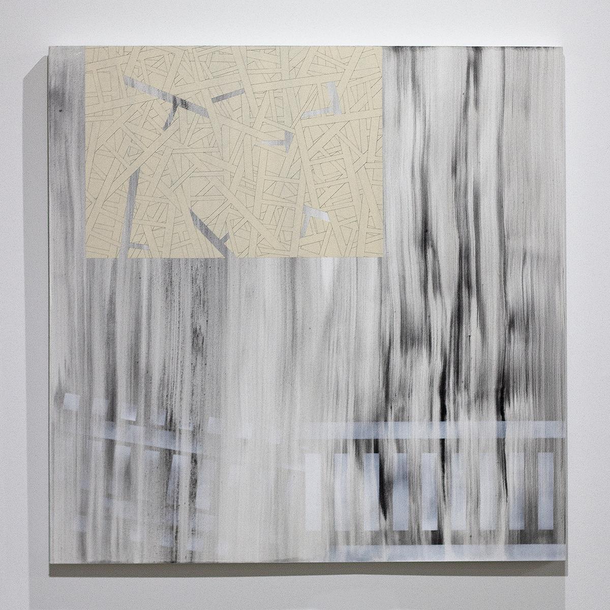 Mizin Shin Abstract Painting – Zeitgenössische abstrakte geometrische Collage, Zeichnung, Malerei – Künstlerin