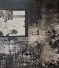 Contemporary Black & White Geometric Collage Drawing Painting Female Artist