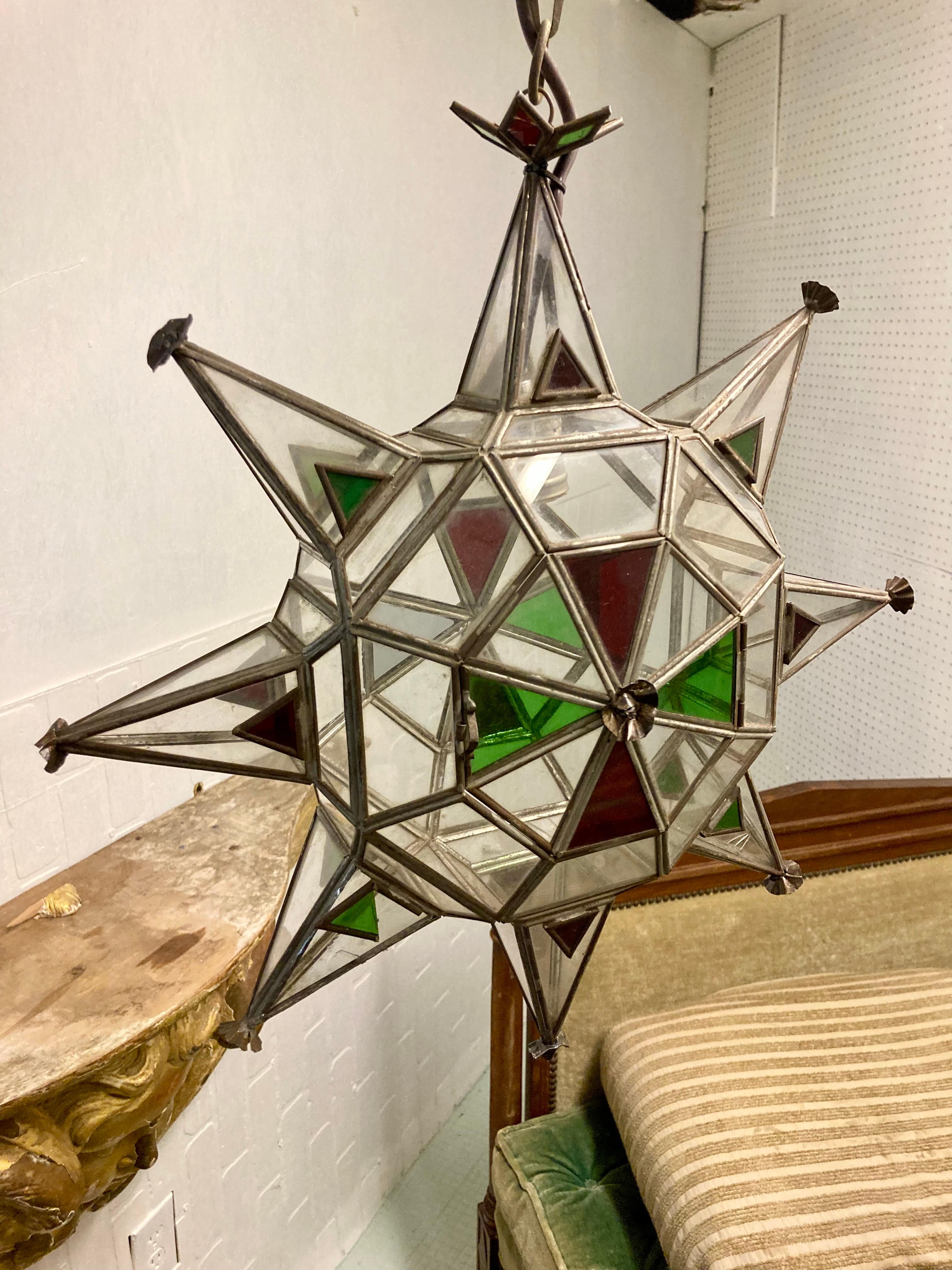 American Mizner Style Star Hanging Fixture For Sale