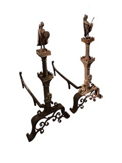 Mizner Wrought Iron Andirons Circa 1890