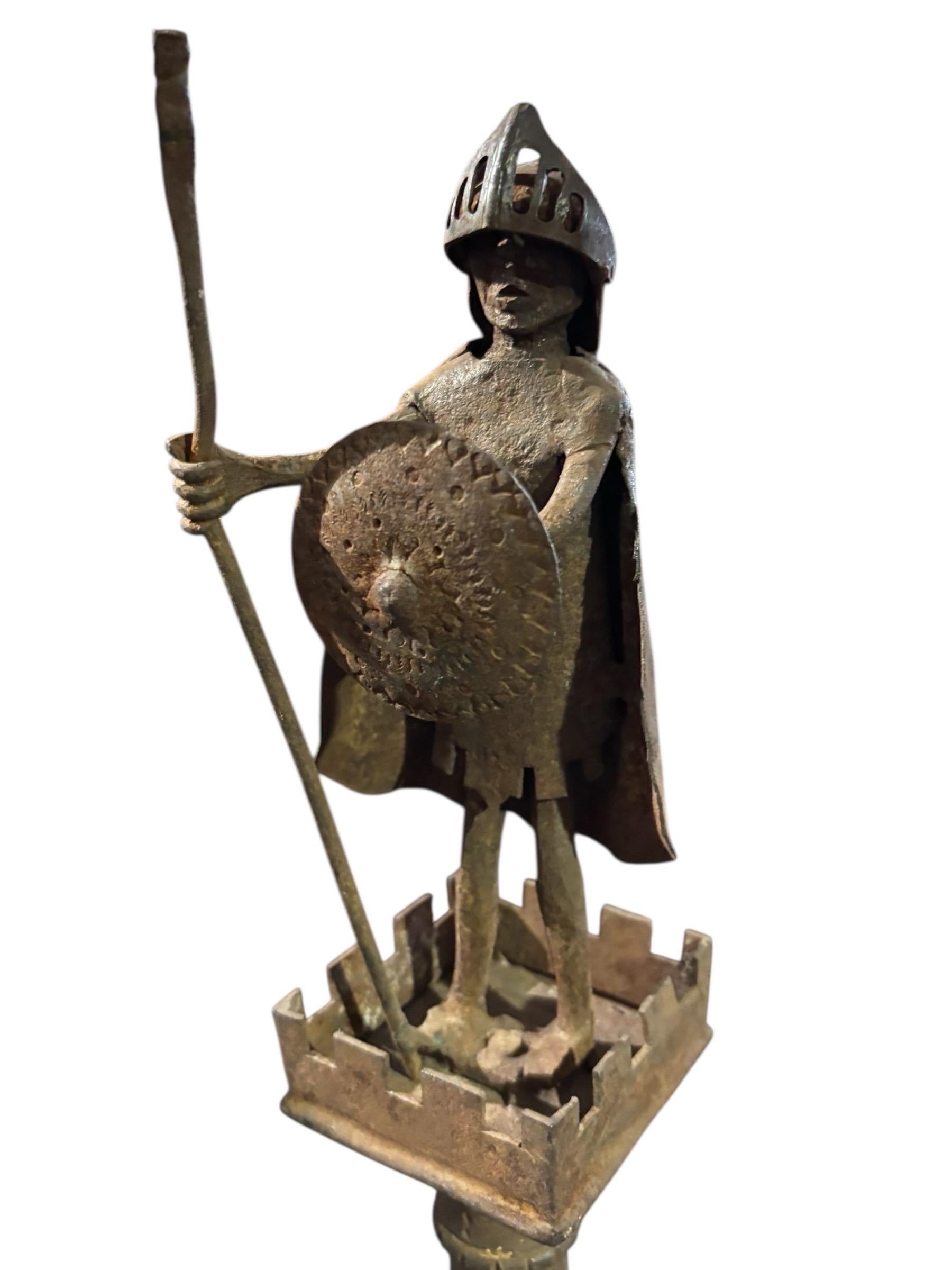 Spanish Colonial Mizner Wrought Iron Andirons Circa 1890 For Sale
