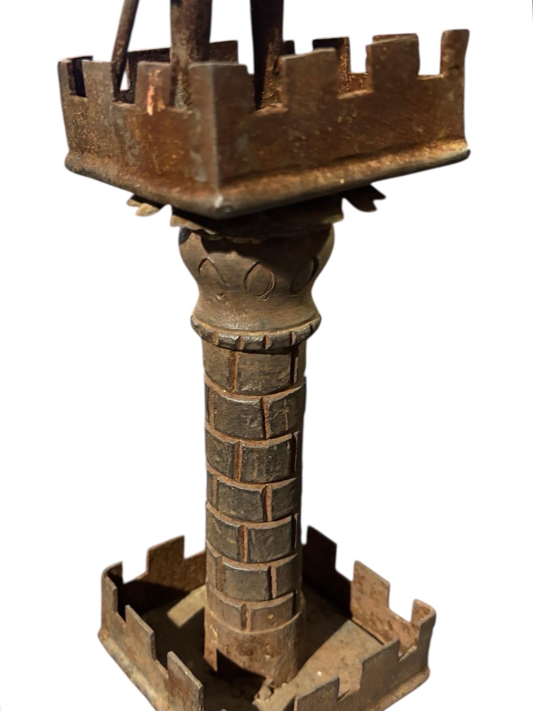 Mizner Wrought Iron Andirons Circa 1890 In Good Condition For Sale In Sarasota, FL
