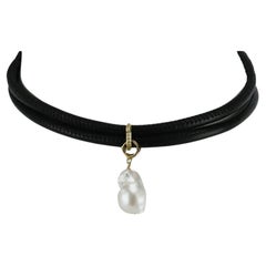 Mizuki 14k Gold, Leather, Pearl And Diamond Necklace