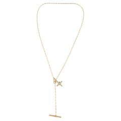 Mizuki Collier lariat en or jaune 14 carats avec croix inversée