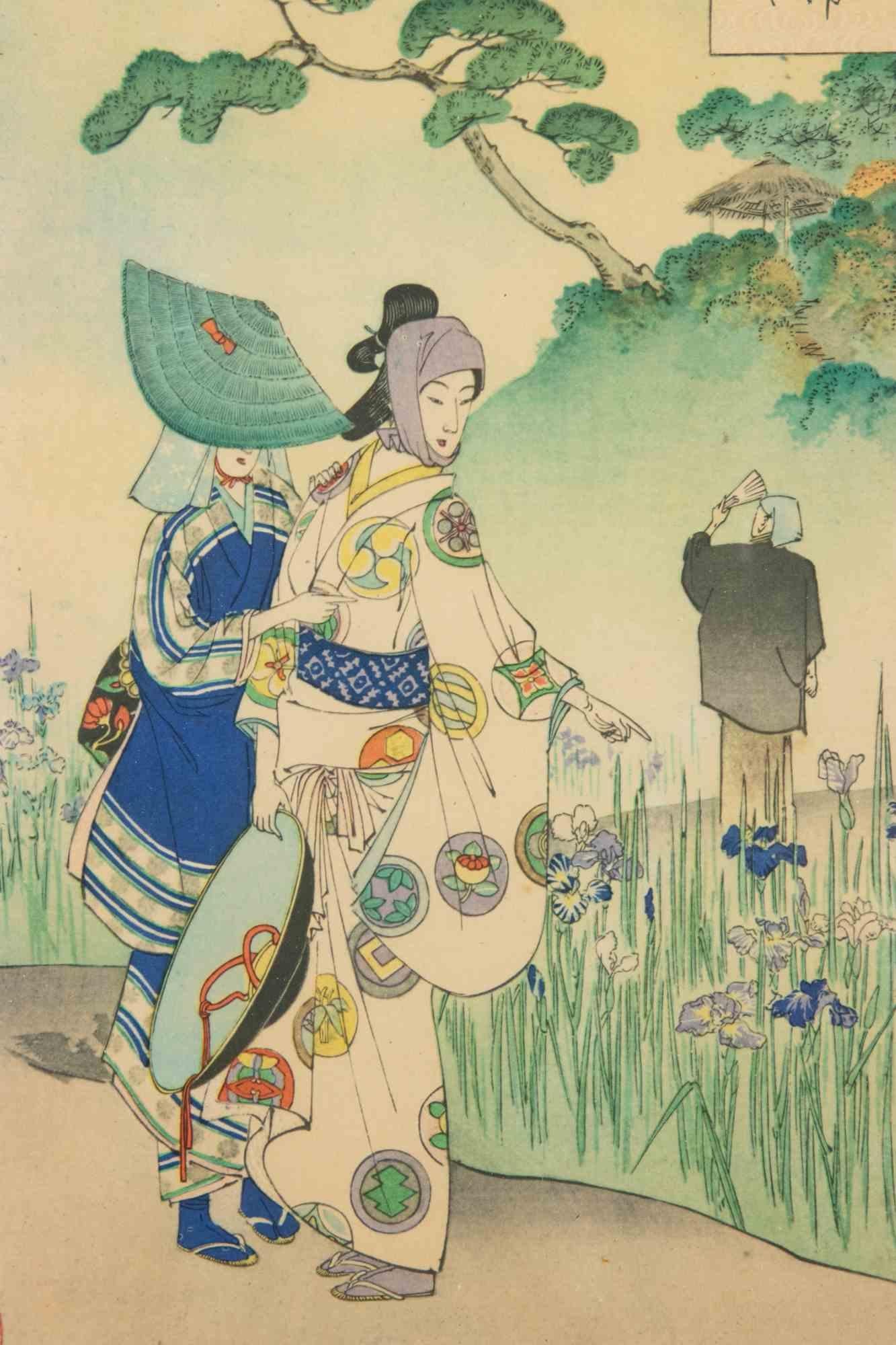 Sanjûroku Kasen ... - Woodcut by Mizuno Toshikata - 1893 en venta 1