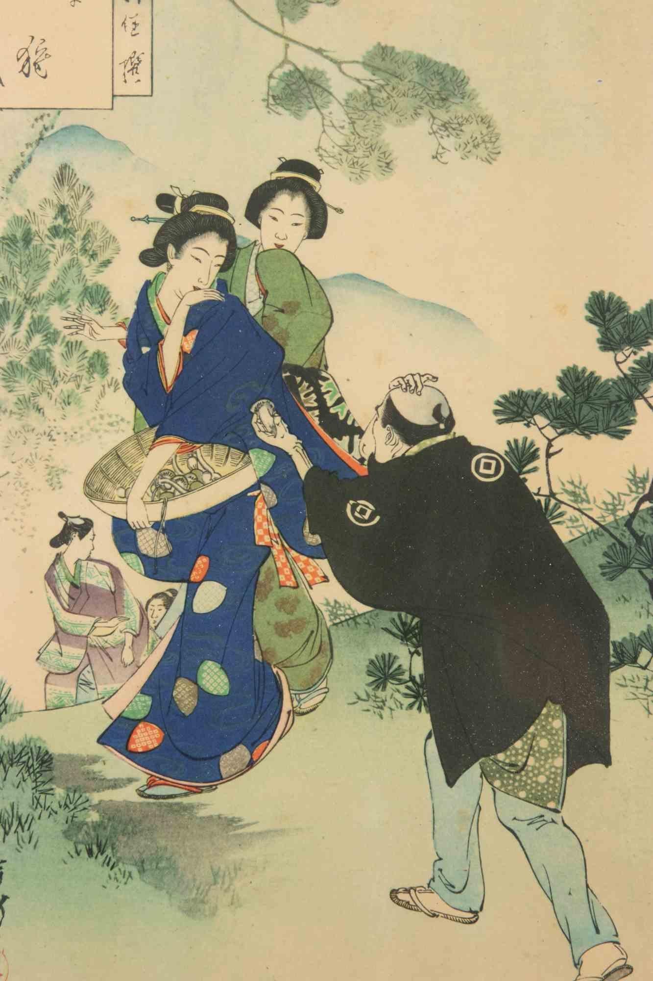 Sanjûroku Kasen... - Woodcut by Mizuno Toshikata - 1893 For Sale 1