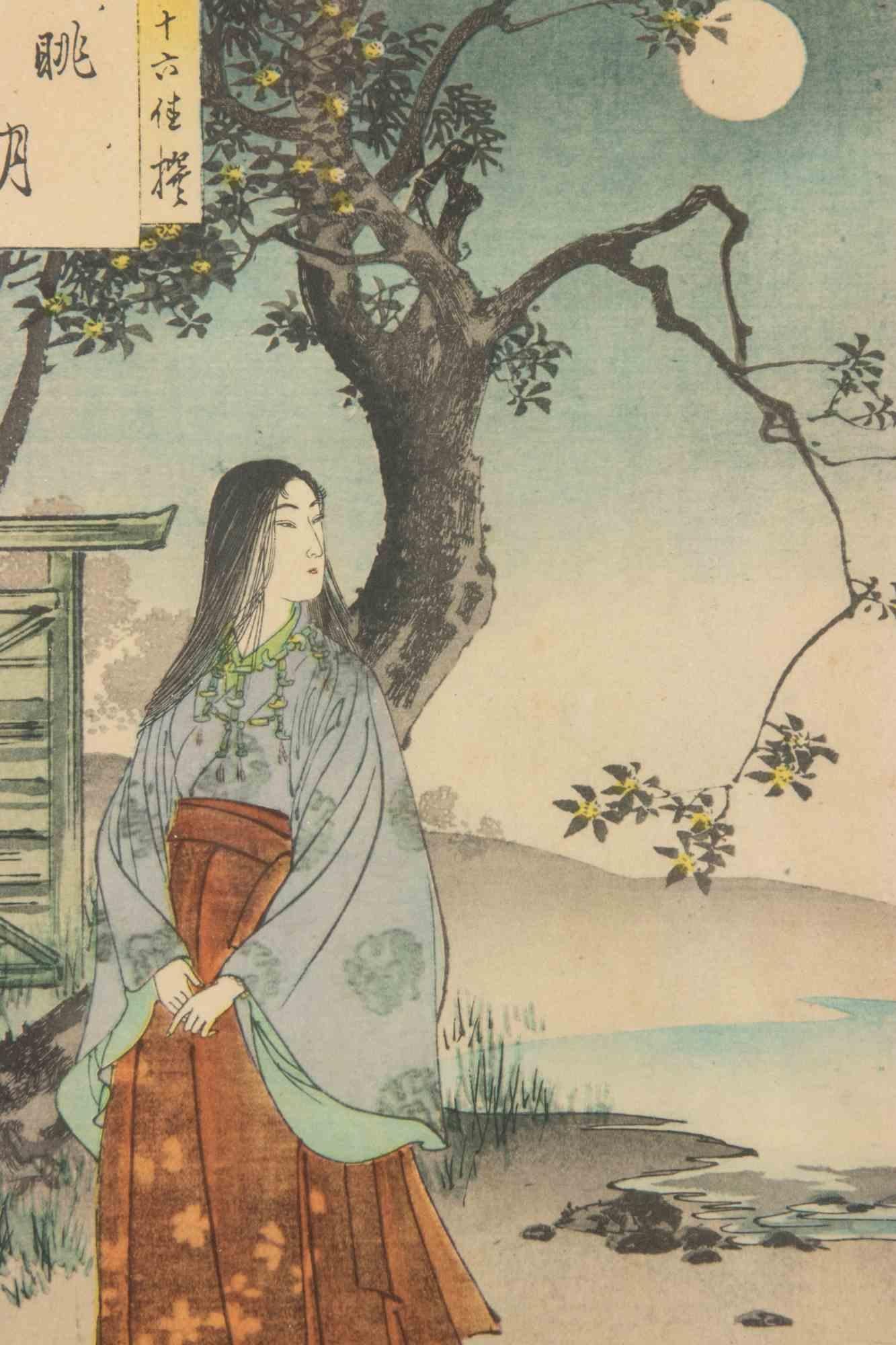 Sanjûroku Kasen... - Woodcut by Mizuno Toshikata - 1893 For Sale 1