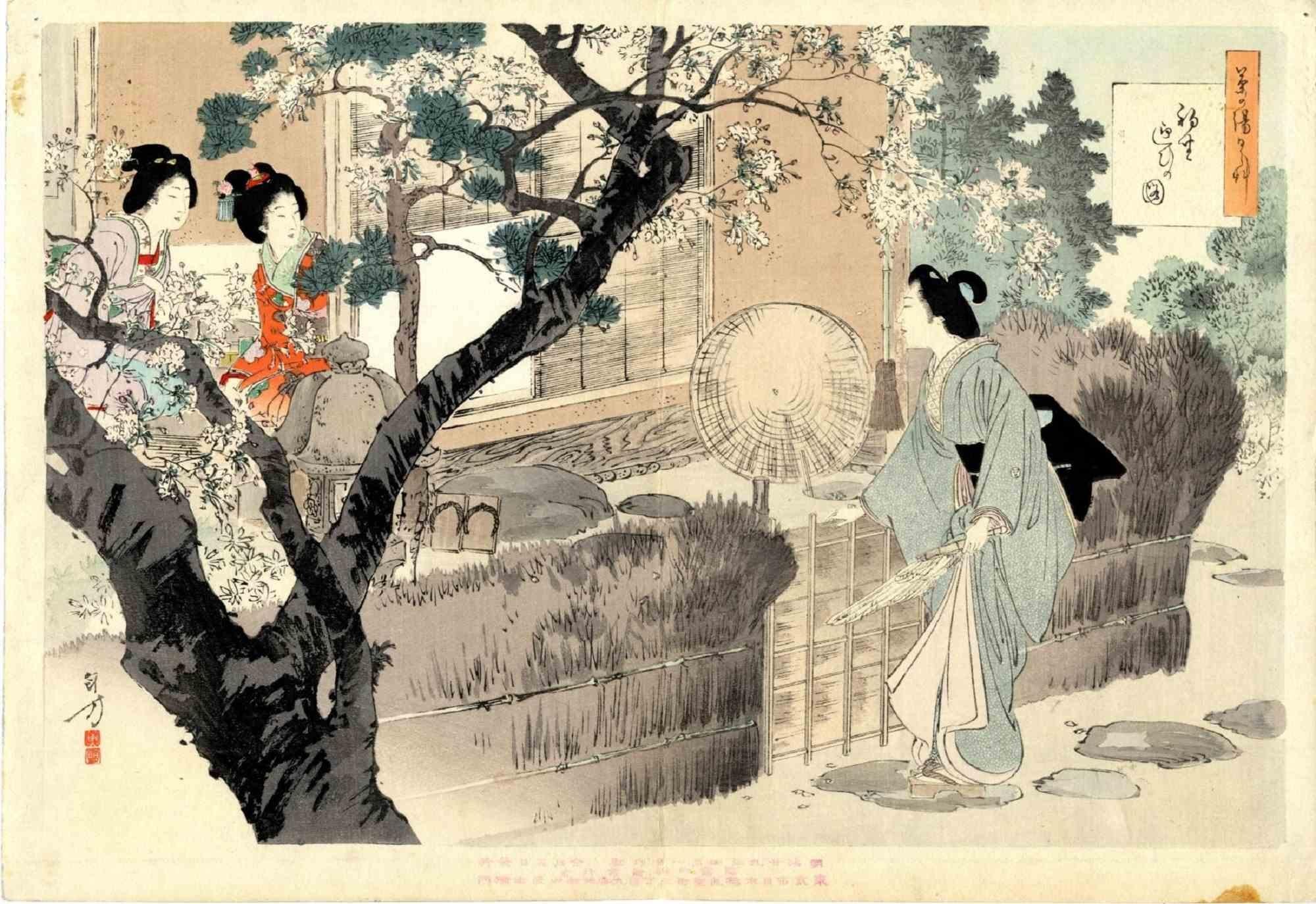L'art de la cérémonie du thé pour un jour - gravure sur bois de Mizuno Toshikata - années 1890